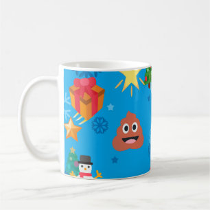 blue christmas poop emoji coffee mug
