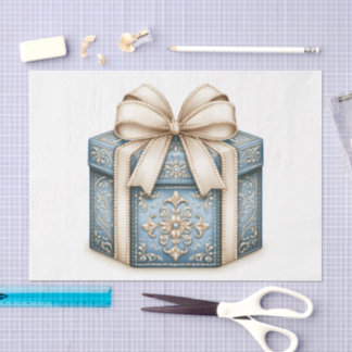 Blue Christmas Present Tissue Paper