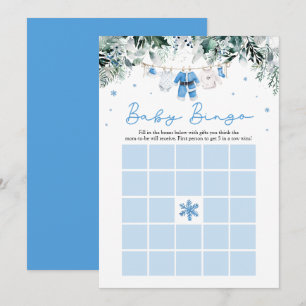 Blue Christmas Santa Baby Bingo Baby Shower Game Invitation