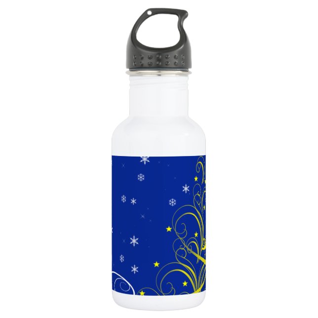 Blue Christmas scene 532 Ml Water Bottle (Front)