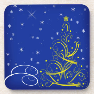 Blue Christmas scene Coaster
