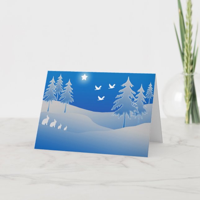 Blue christmas scene greeting card (Front)