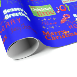 Blue Christmas Season's Greetings Wrapping Paper