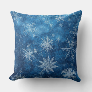 Blue Christmas Snowflake  Cushion
