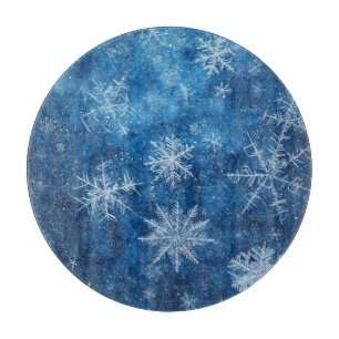 Blue Christmas Snowflake Cutting Board