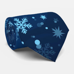 Blue Christmas snowflake pattern Holiday tie