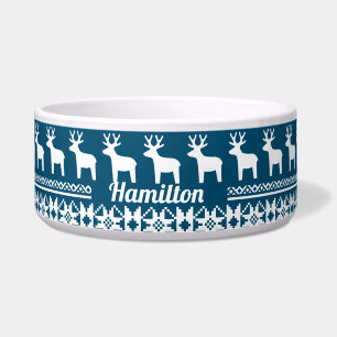 Blue Christmas Snowflake Reindeer Monogram Pet