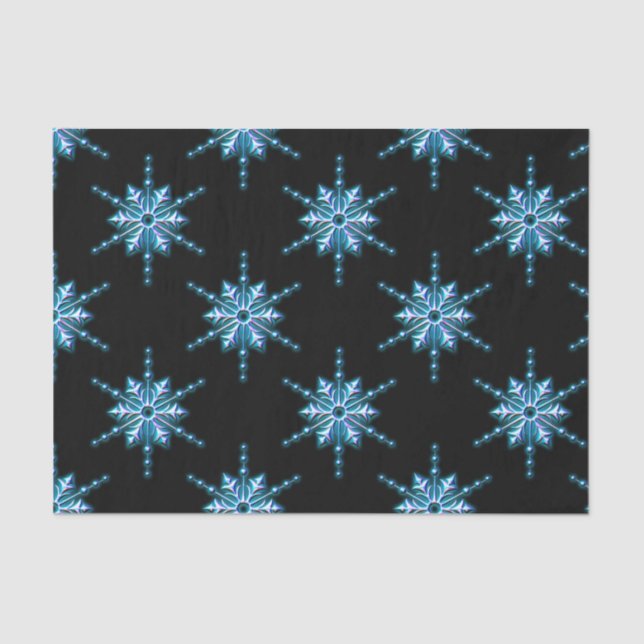 Blue Christmas Snowflake Tissue Paper (Front)