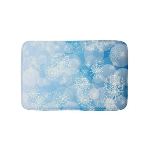 Blue Christmas Snowflakes Bath Mat