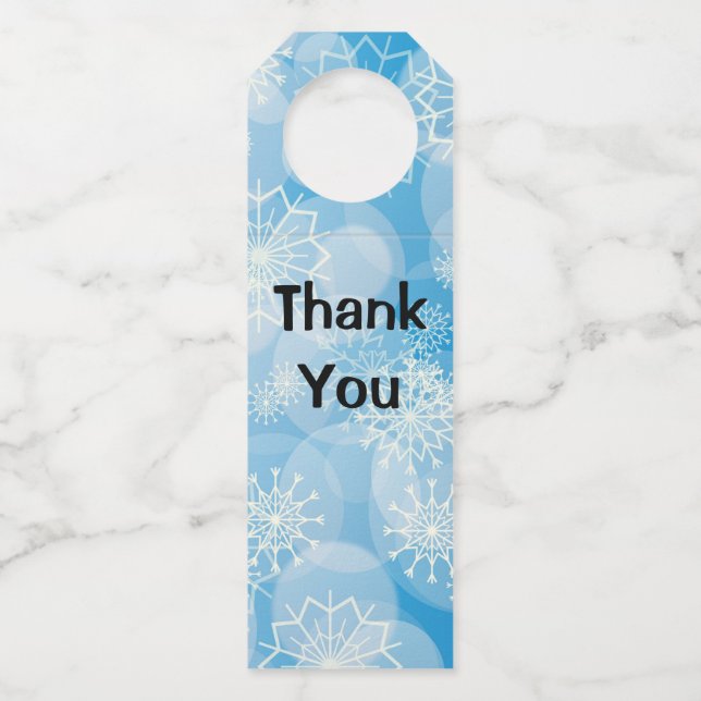 Blue Christmas Snowflakes        Bottle Tag (Front)