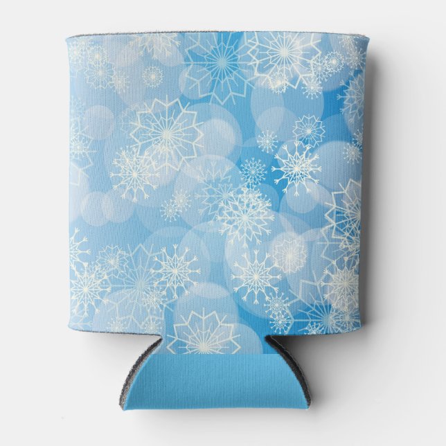 Blue Christmas Snowflakes        Can Cooler (Front)