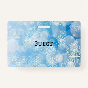 Blue Christmas Snowflakes ID Badge
