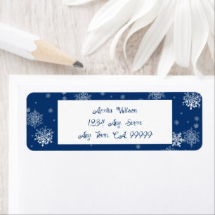 Blue Christmas Snowflakes Label