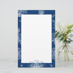 Blue Christmas Snowflakes Personalised Stationery