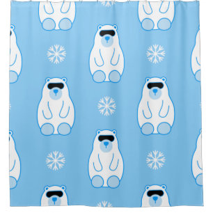 blue christmas snowflakes polar bear shower curtain