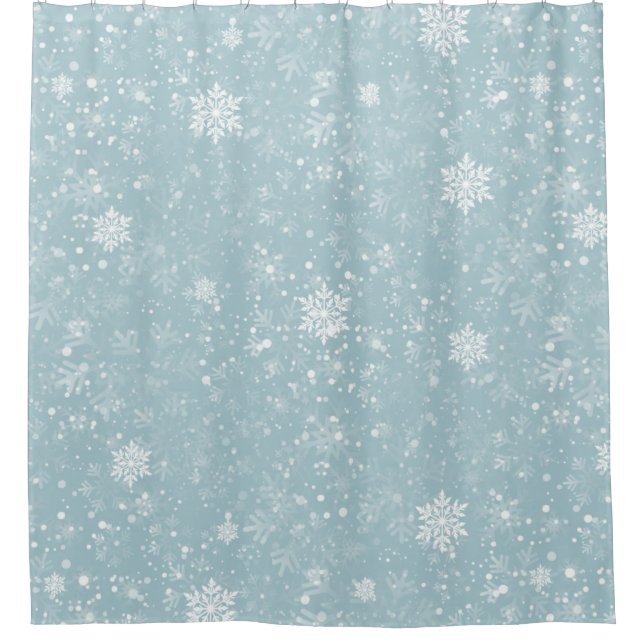 blue christmas snowflakes shower curtain (Front)
