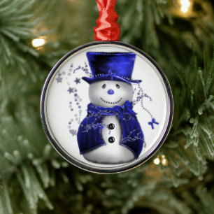 Blue Christmas Snowman Metal Tree Decoration