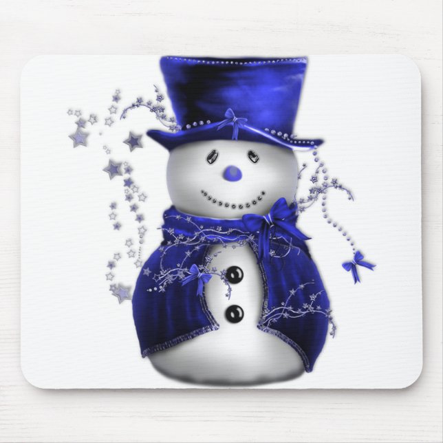 Blue Christmas Snowman Mouse Mat (Front)