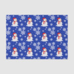 Blue christmas Snowman Snowflakes Tissue Paper<br><div class="desc">Beautiful and Cute Christmas paper tissue. This wrapping paper is inspired by Xmas eve,  Do you like snowflakes,  snowmen,  and blue colours?  this paper is for you!</div>