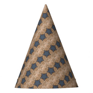 Blue Christmas Star Wicker Background Pattern Party Hat