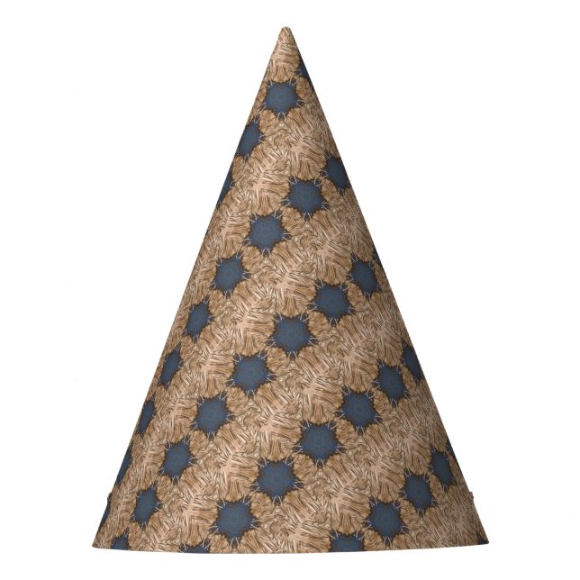 Blue Christmas Star Wicker Background Pattern Party Hat (Front)