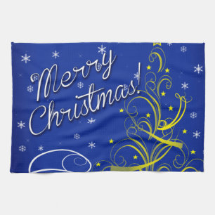 Blue Christmas Tea Towel