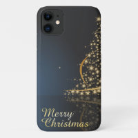 Blue Christmas Theme with golden Christmas Tree