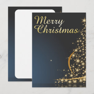 Blue Christmas Theme with golden Christmas Tree Invitation