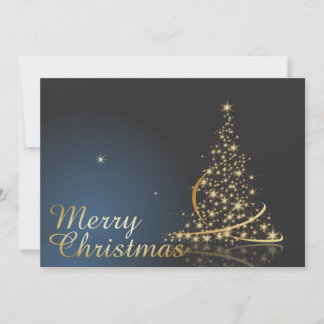 Blue Christmas Theme with golden Christmas Tree Invitation