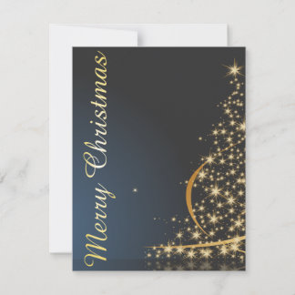 Blue Christmas Theme with golden Christmas Tree Invitation