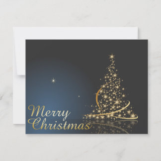 Blue Christmas Theme with golden Christmas Tree Invitation