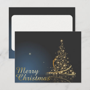 Blue Christmas Theme with golden Christmas Tree Invitation