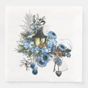 Blue Christmas Themed Arrangement Napkin