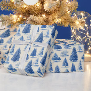 Blue Christmas toile Wrapping Paper