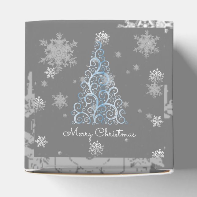 Blue Christmas Tree and Snowflakes Favour Box (Top)