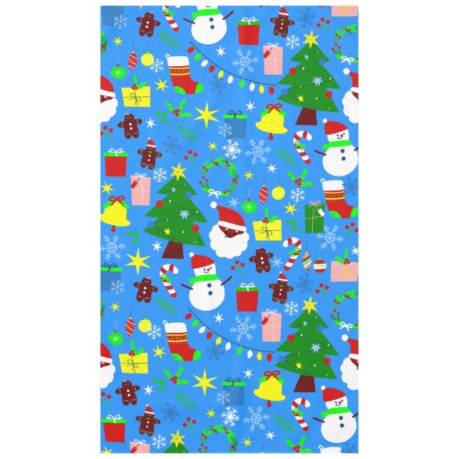 blue christmas tree black santa tablecloth (Front)