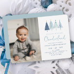 Blue Christmas Tree Boy 1st Birthday Photo Invitation<br><div class="desc">Christmas Tree Winter Onederland Boy 1st Birthday Invitations
Pink christmas trees theme is perfect for minimal and modern birthday party! Choose our pastel blush rainbow design for your kids 1st birthday party.</div>