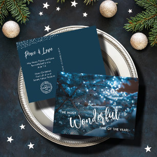 Blue Christmas Tree Business Logo Holiday Postcard