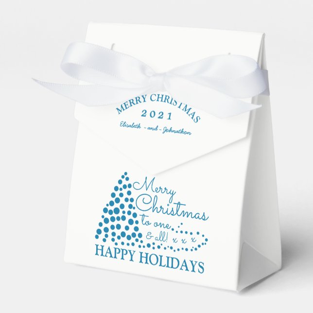 Blue Christmas Tree, Christmas Favour Box (Front Side)