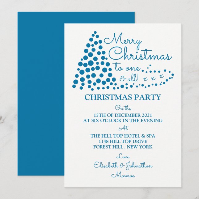 Blue Christmas Tree, Christmas Party Invitation (Front/Back)