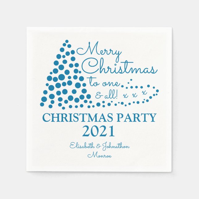 Blue Christmas Tree, Christmas Party Napkin (Front)