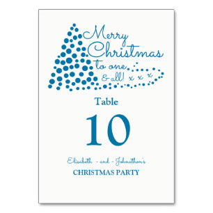 Blue Christmas Tree, Christmas Table Number