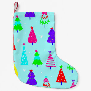 blue christmas tree colourful pop art small christmas stocking