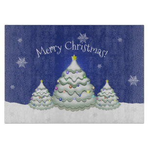 Blue Christmas Tree Cutting Board