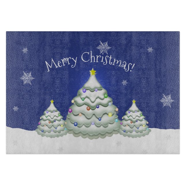 Blue Christmas Tree Cutting Board (Front)
