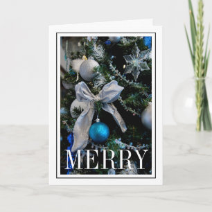 Blue Christmas Tree Decorations Holiday Card