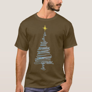 Blue Christmas Tree Doodle Art T-Shirt