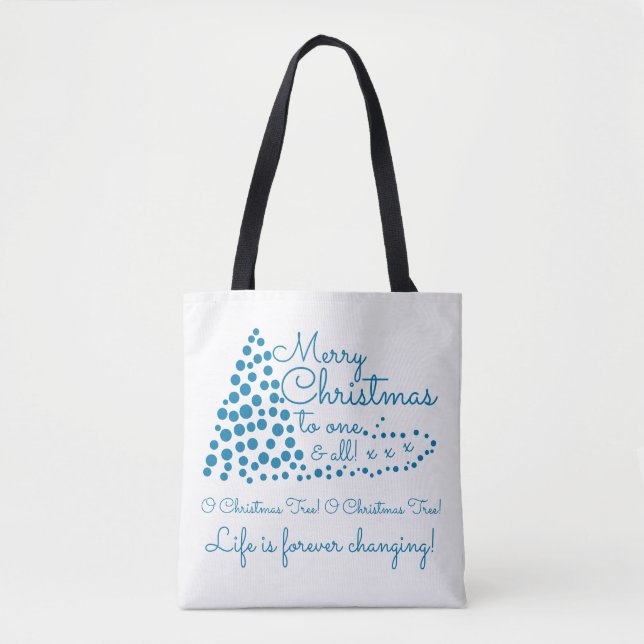 Blue Christmas Tree, Festive Tote Bag (Front)