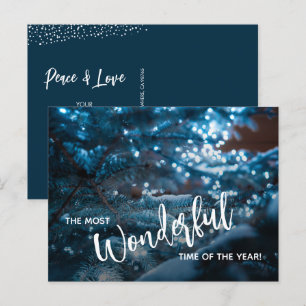 Blue Christmas Tree Flat Holiday Postcard