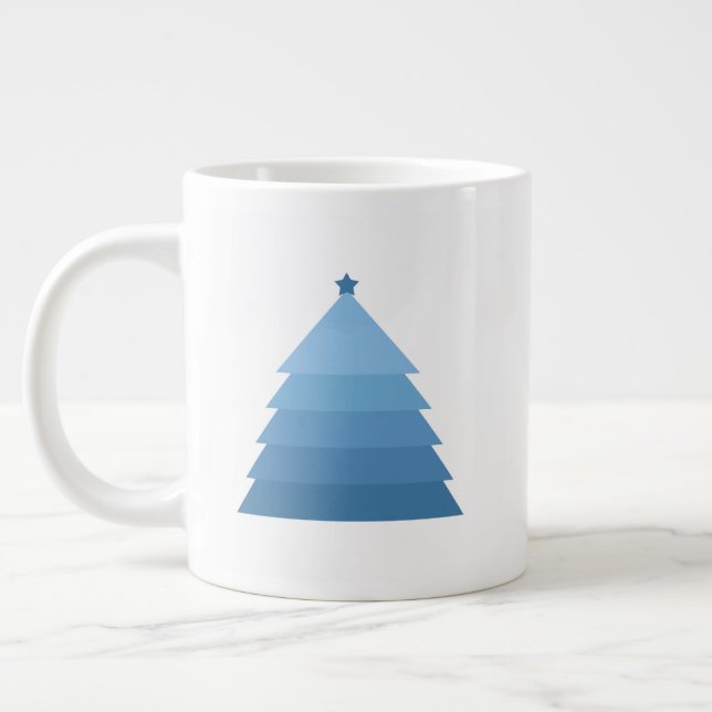 Blue Christmas Tree Giant Coffee Mug (Left)